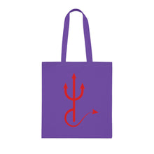 Load image into Gallery viewer, &quot;Do you like my horns? They are retractable&quot; Cotton Tote with Dr. Inna quote
